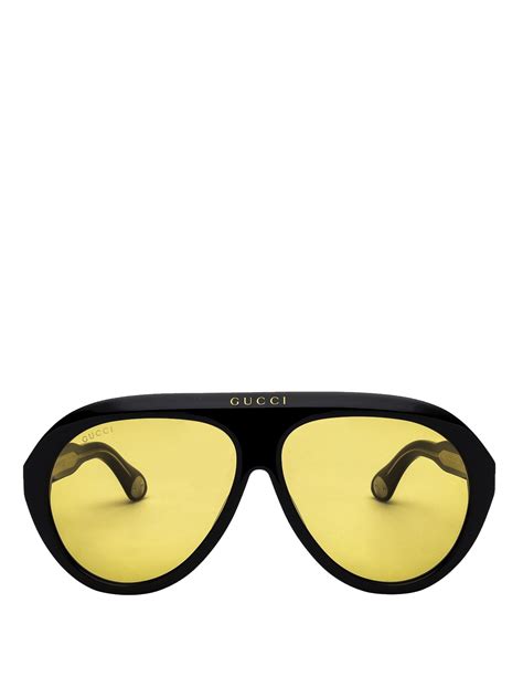 yellow lens gucci sunglasses|Gucci reflective sunglasses.